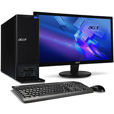 Acer branded desktop computer setup