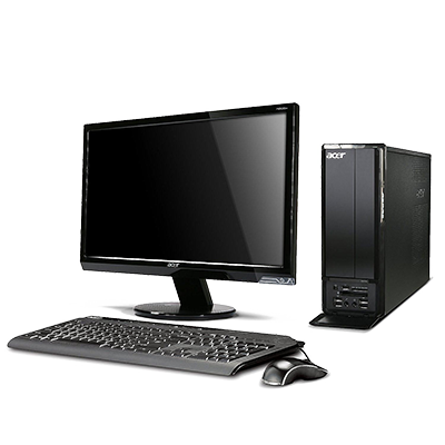 All black desktop computer setup